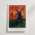 Piet Mondrian Windmill at Dusk Poster – med passepartout