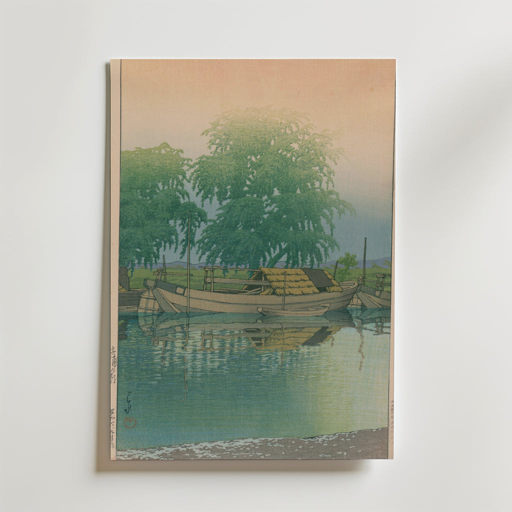 Hasui Kawase Morning at Tsuchiura 1931 Poster – utan passepartout