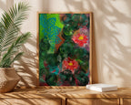 Sonia Tondkar Röda Blommor i Grönt Poster – i rum 1
