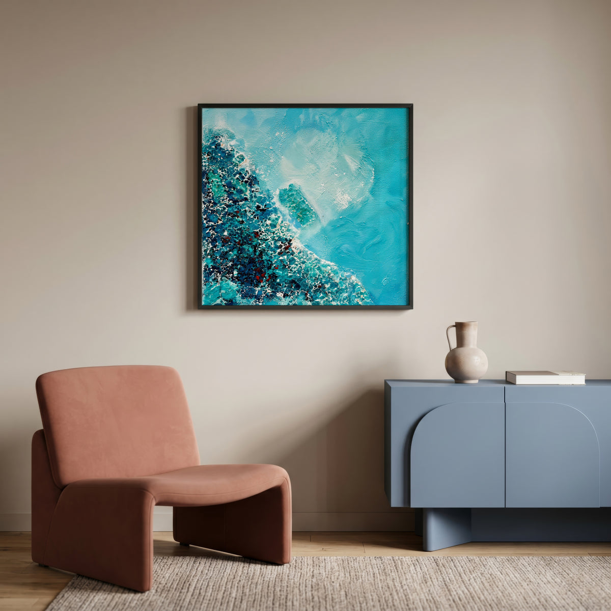 Sonia Tondkar Turkos Strand Poster – inramad 1