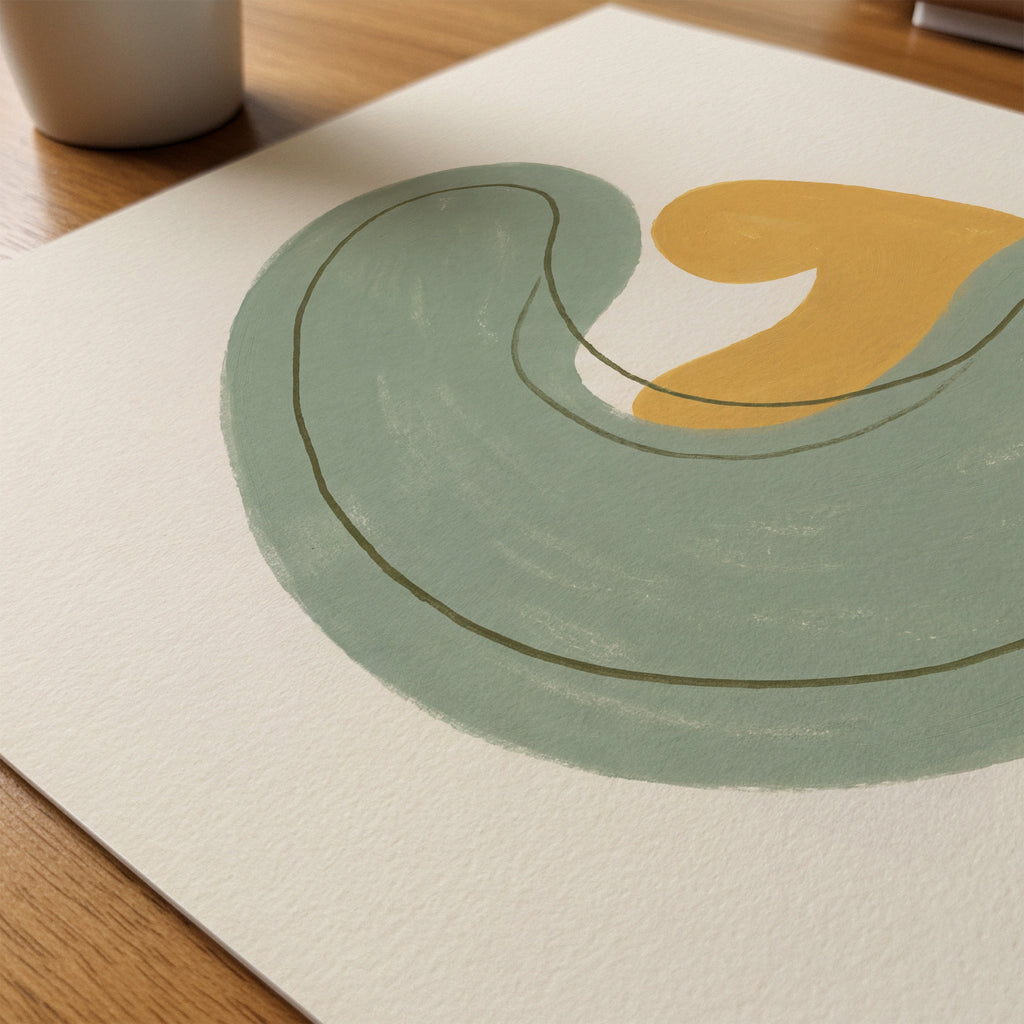 Abstract Embrace Sage Poster – närbild på papper