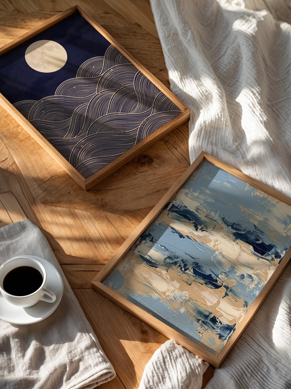 Coastal Strokes Poster – två posters i rum 1