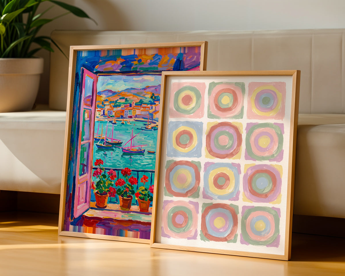 Wassily Kandinsky Concentric Circles in Pastel Poster – två posters i rum 1