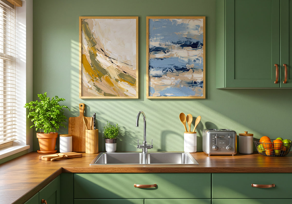Coastal Strokes Poster – två posters i rum 2