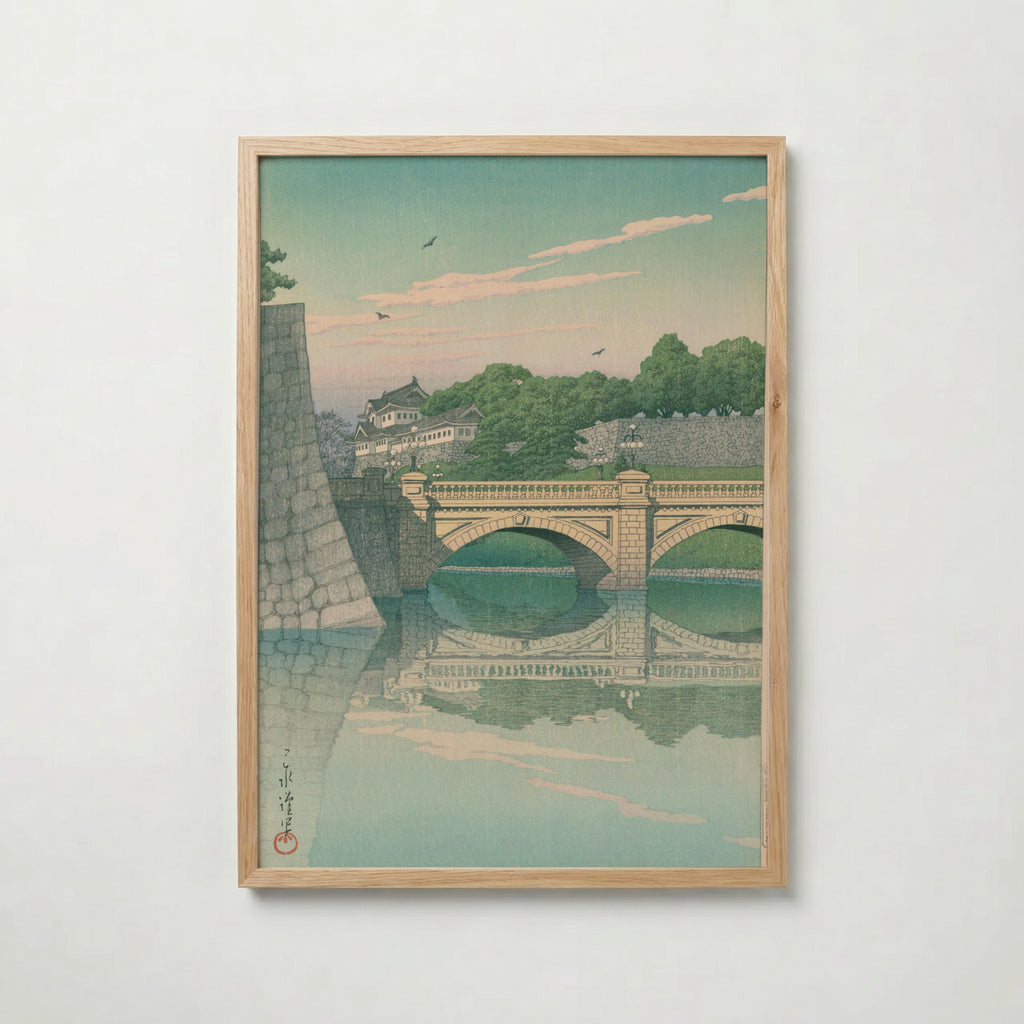 Hasui Kawase Morning at Nijubashi Bridge 1930 Poster – ekram