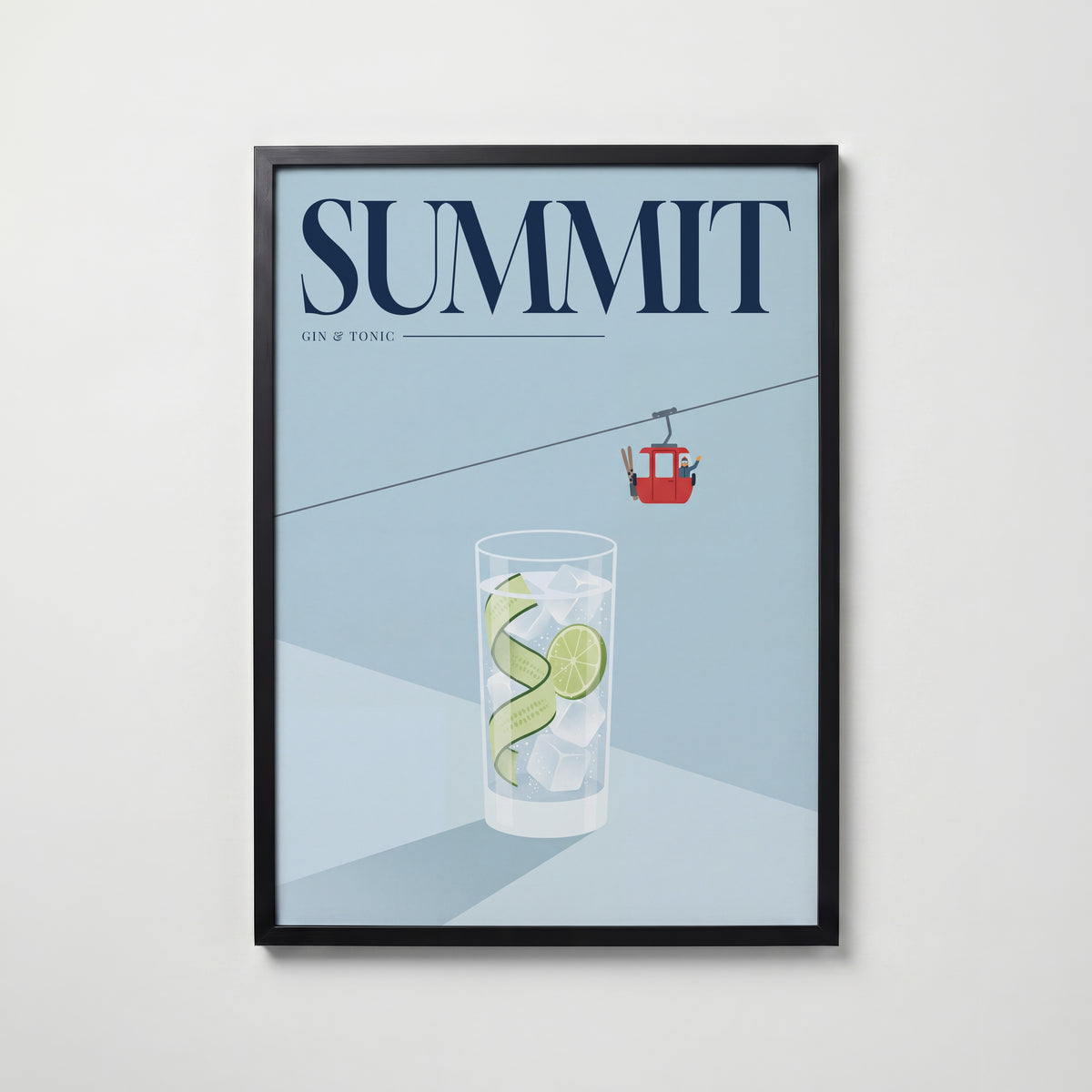 Gondola Gin Hour Poster – svart ram