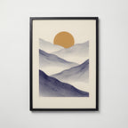 Indigo Mountains Poster – svart ram