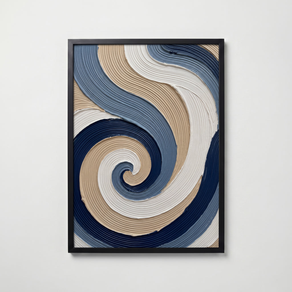 Indigo Spiral Poster – svart ram