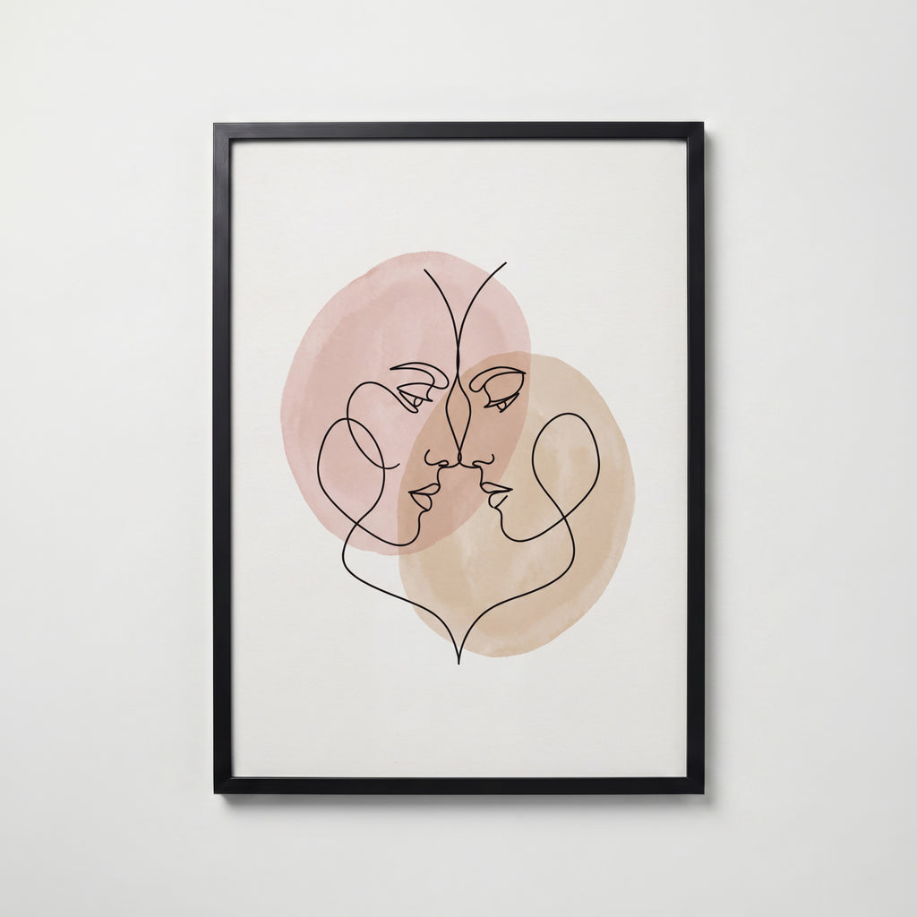 One Line Love Poster – svart ram