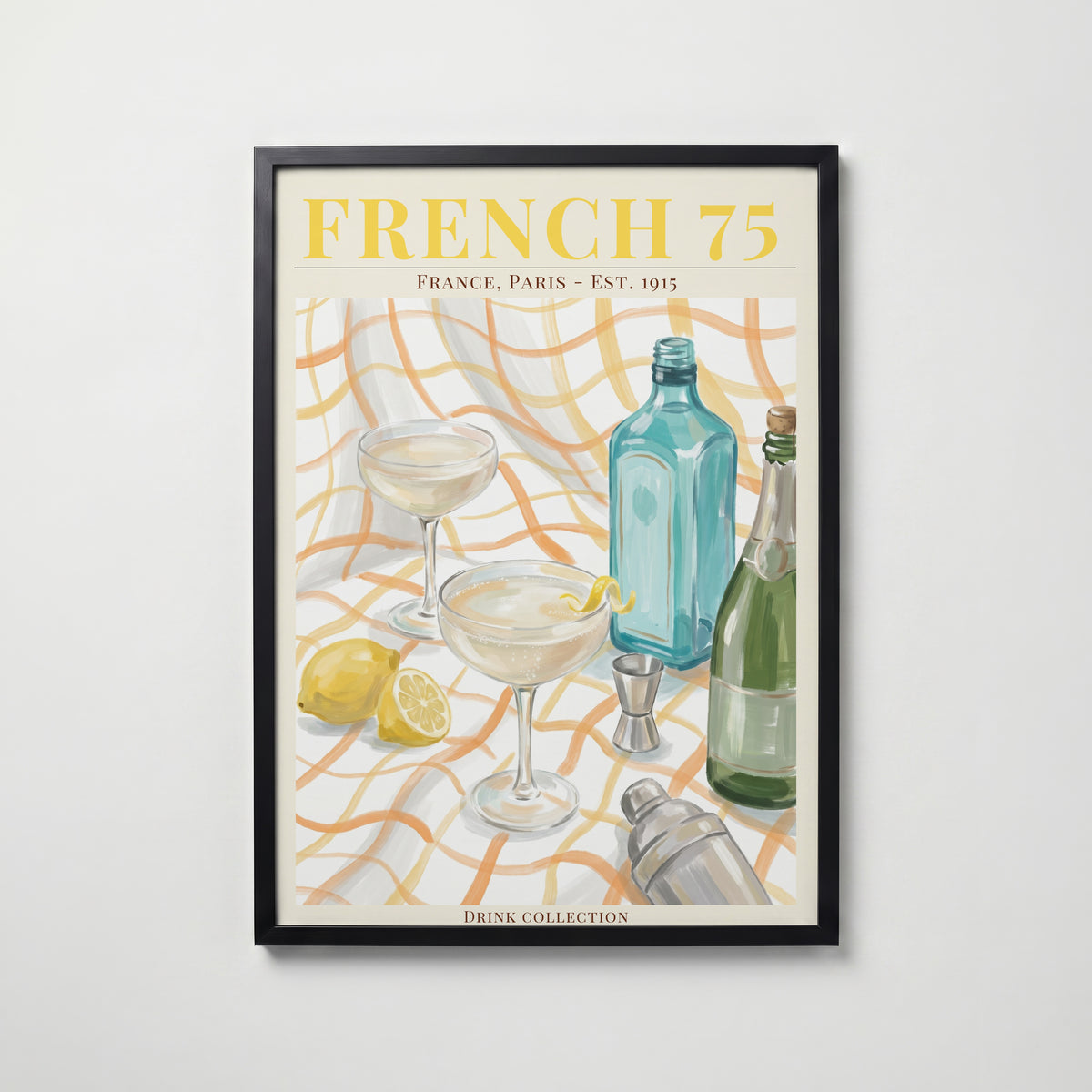 French 75 affisch i modern svart ram – stark kontrast och stil, Bozetto poster i hög tryckkvalitet
