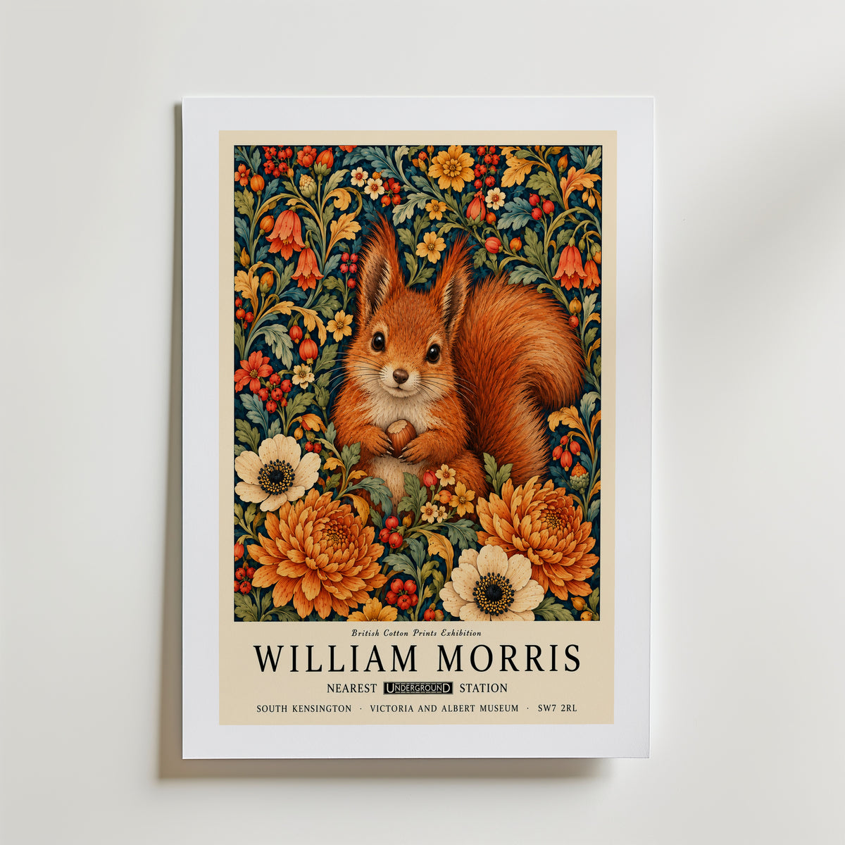 William Morris Hazel Squirrel Poster – med passepartout