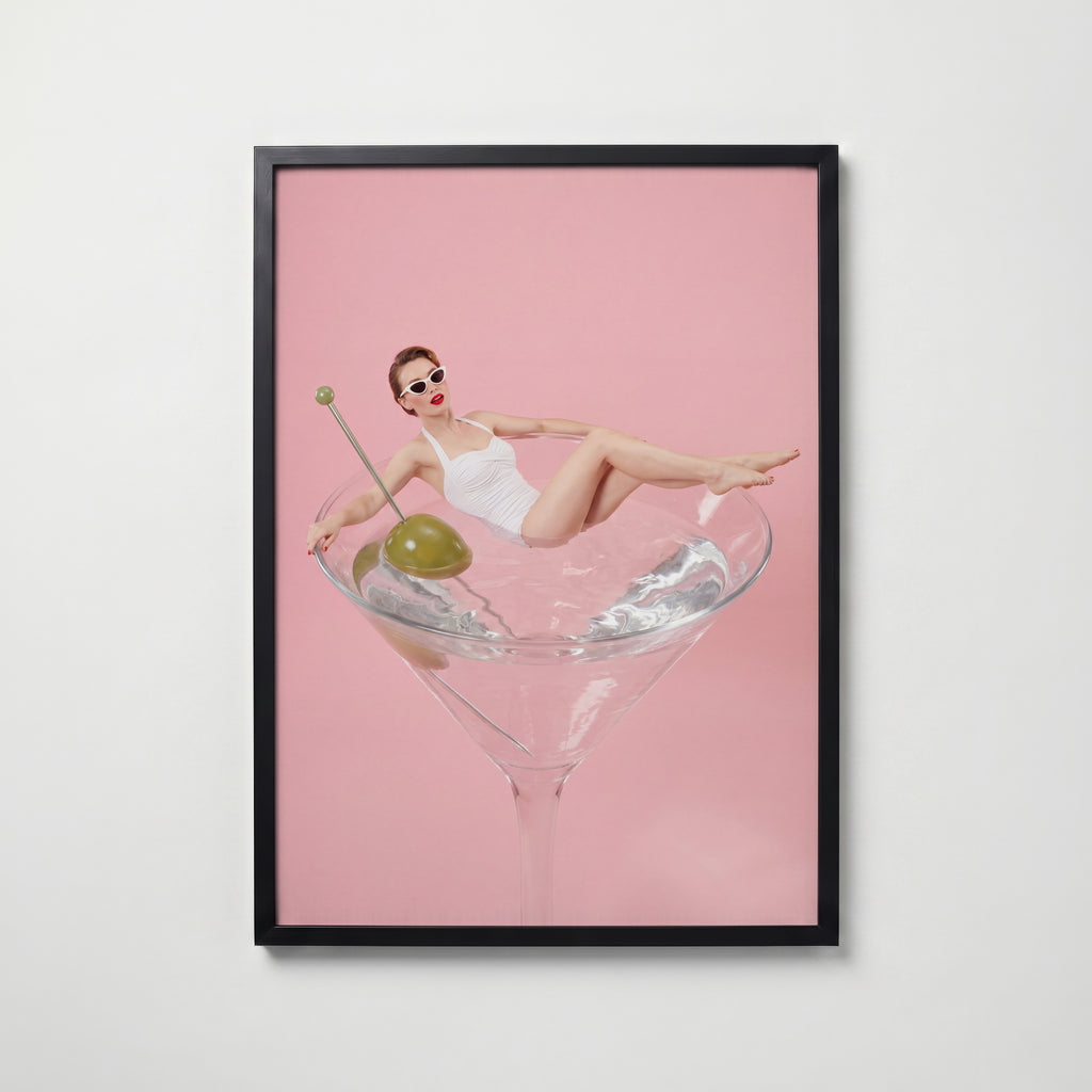 Martini Pool Poster – svart ram