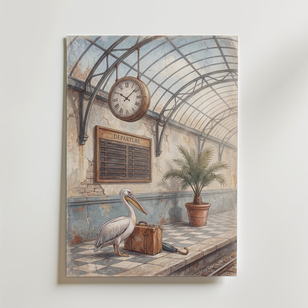 Pelican Departures Poster – canvas utan passepartout