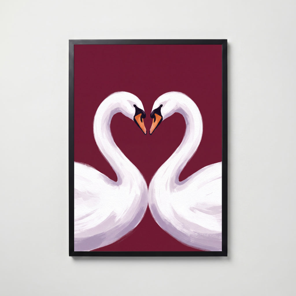 Swan Love Poster – svart ram