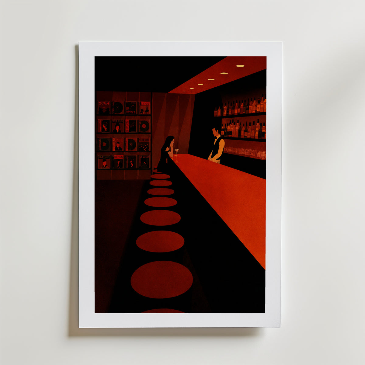 Alone at the Bar Poster – med passepartout