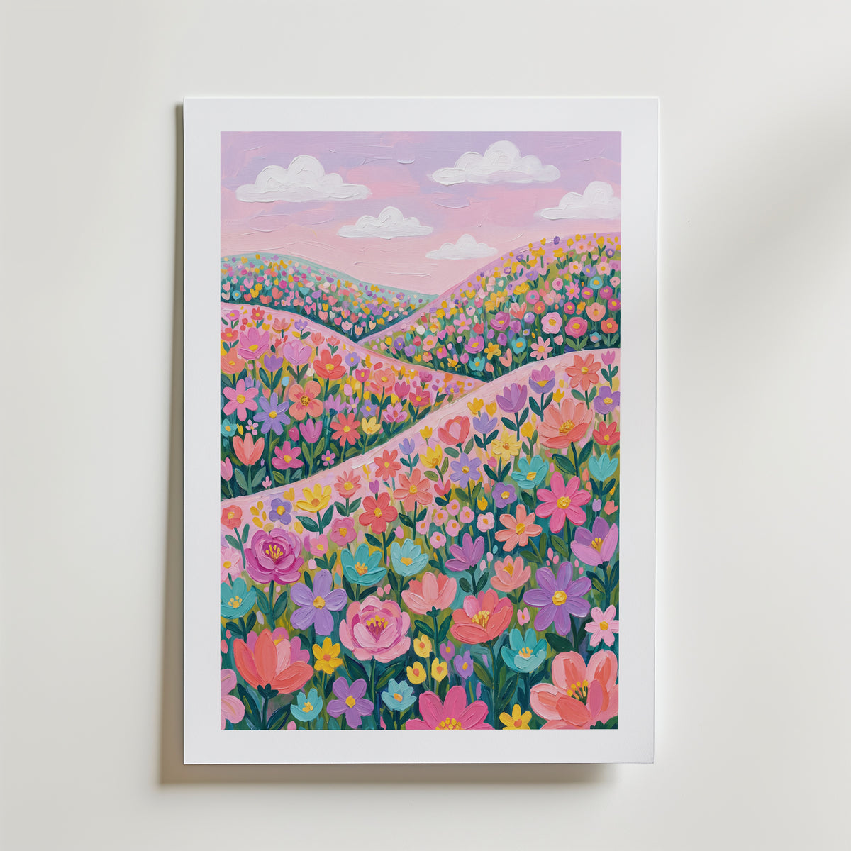 Blooming Hills Poster – med passepartout