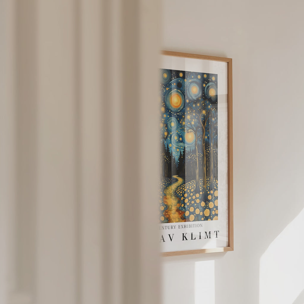 Gustav Klimt Starlit Forest Path Poster – väggvideo